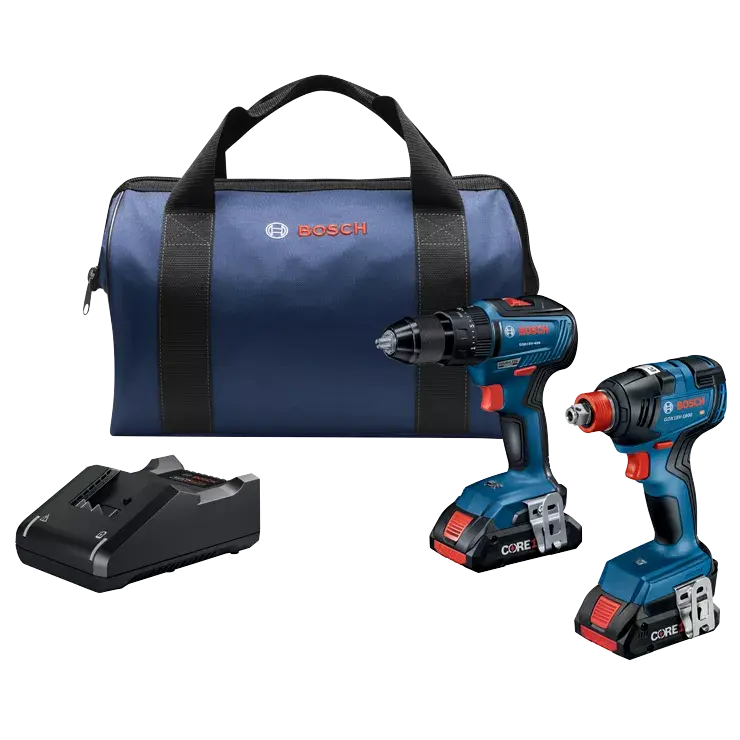 Bosch 18V 2-Tool Combo Kit: 1/2" Hammer Drill/Driver + Dual-Mode Impact Driver/Wrench 1