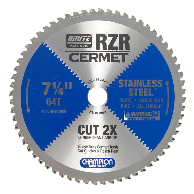 Champion 7-1/4-Inch 64-Tooth Brute Rzr Cermet Circular Saw Blade — Alternate Packaging 1
