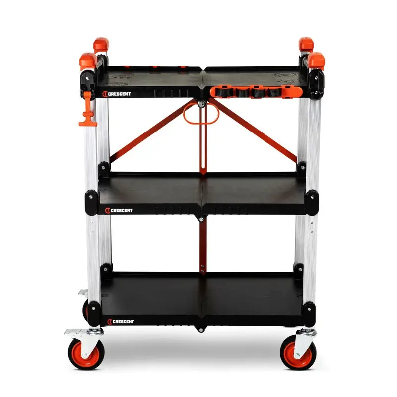Crescent Siterunner Folding Jobsite Cart – 3-Shelf Blue Model F3Scbl 1