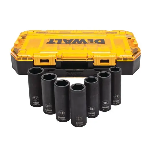 Dewalt 7-Piece 1/2" Drive Deep Metric Impact Socket Set In Tough Box™ 1