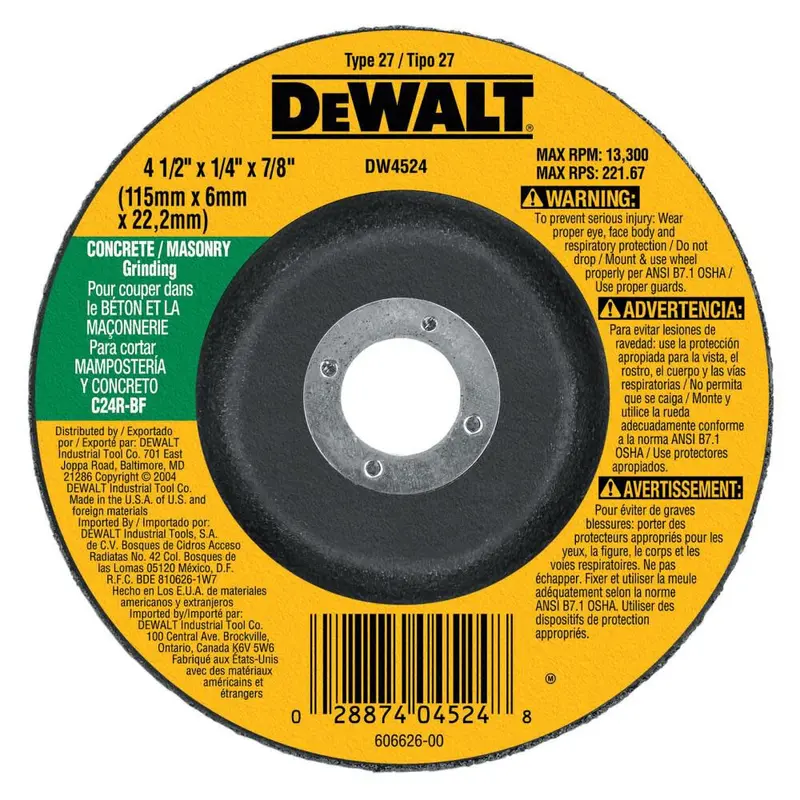 Dewalt Dw4524 4-1/2-Inch Silicon Carbide Concrete And Masonry Grinding Wheel 1