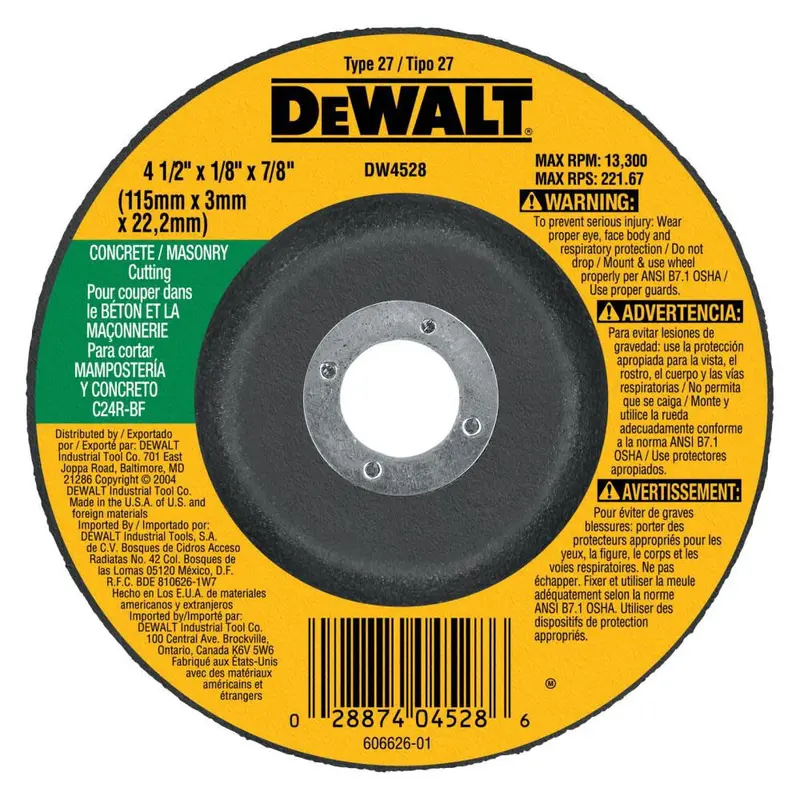 Dewalt Dw4528 4-1/2-Inch Heavy-Duty Concrete And Masonry Cutting Wheel 1