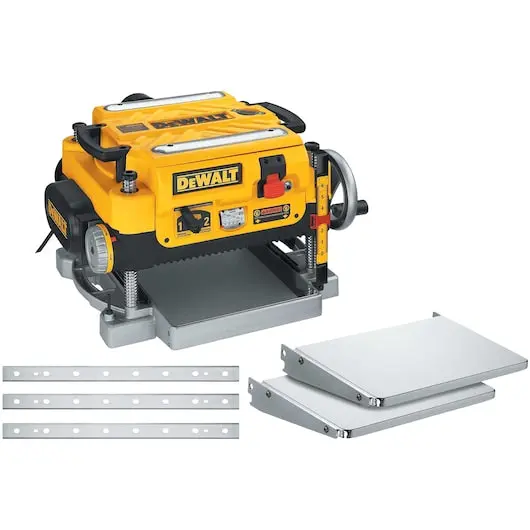 Dewalt Dw735X 13" 2-Speed Thickness Planer Kit With Outfeed Table & Extra Knives 1
