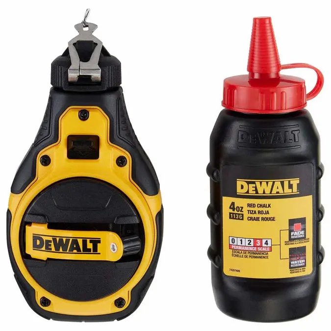 Dewalt Dwht48333Rc – 100-Foot Bi-Material Chalk Reel Kit With Red Chalk & Precision Rewind 1
