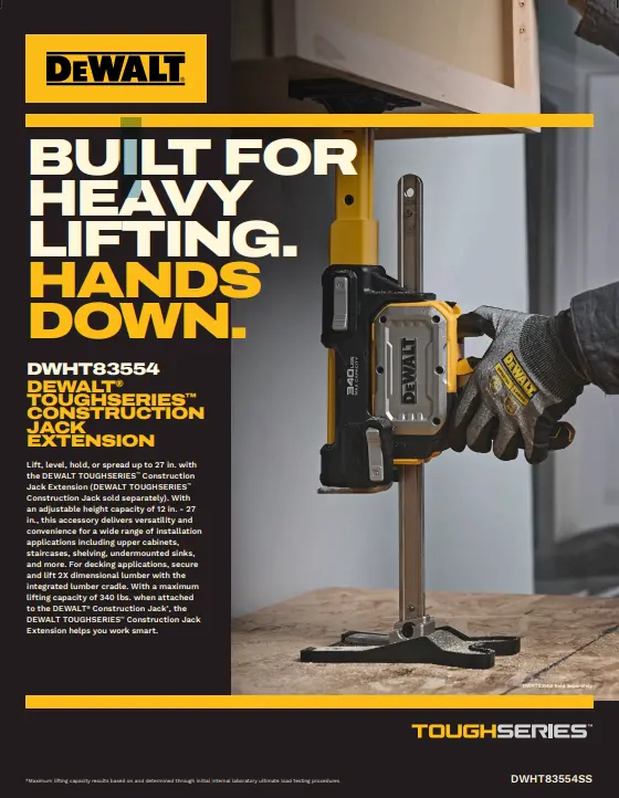Dewalt Toughseries Construction Jack Extension For Enhanced Lift & Stability (Dwht83554) 1