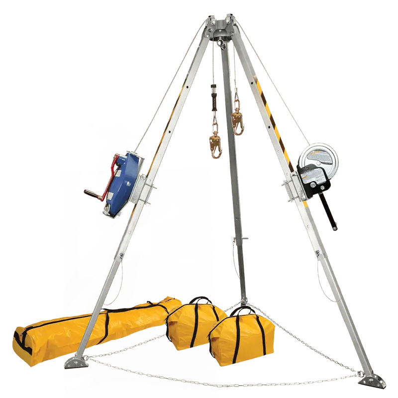 Falltech 8-Foot Confined Space Tripod Kit Featuring 60-Foot Galvanized Srl-R And Personnel Winch 1