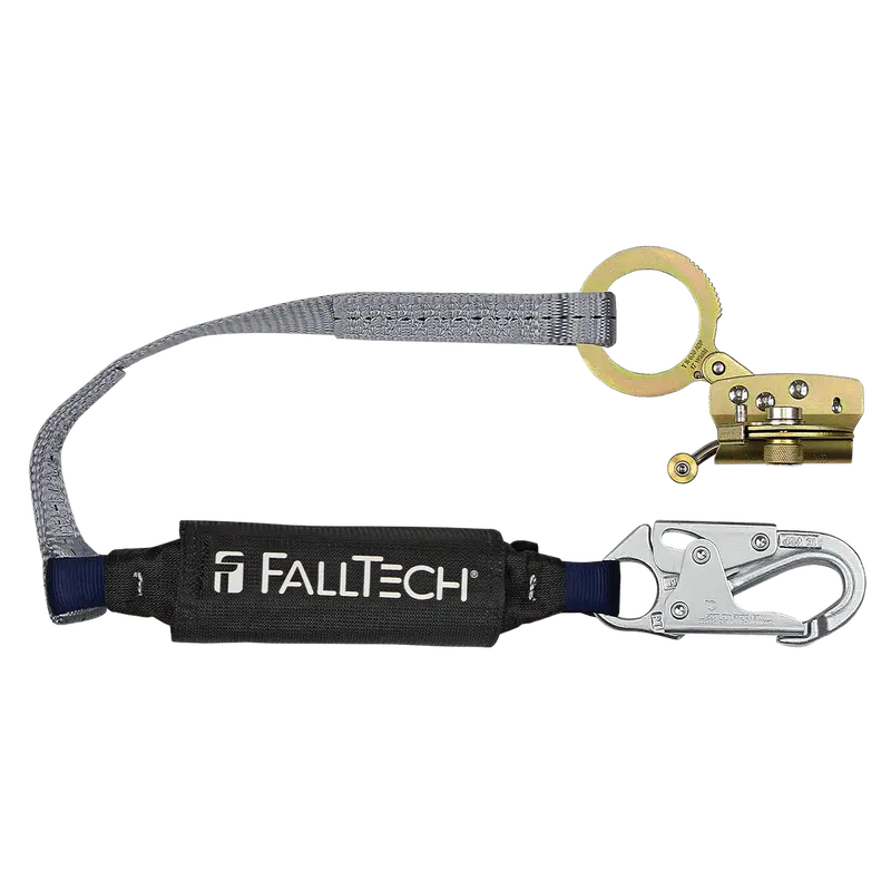 Falltech Hinged Trailing Fall Arrester With Anti-Panic Feature And 3-Foot Viewpack® Energy-Absorbing Lanyard 1