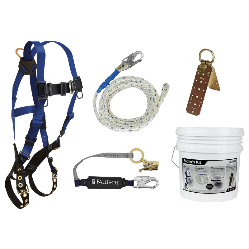 Falltech Roofer’S Anti-Panic Kit – Hinged Reusable Anchor And Trailing Rope Adjuster With Panic-Release 1