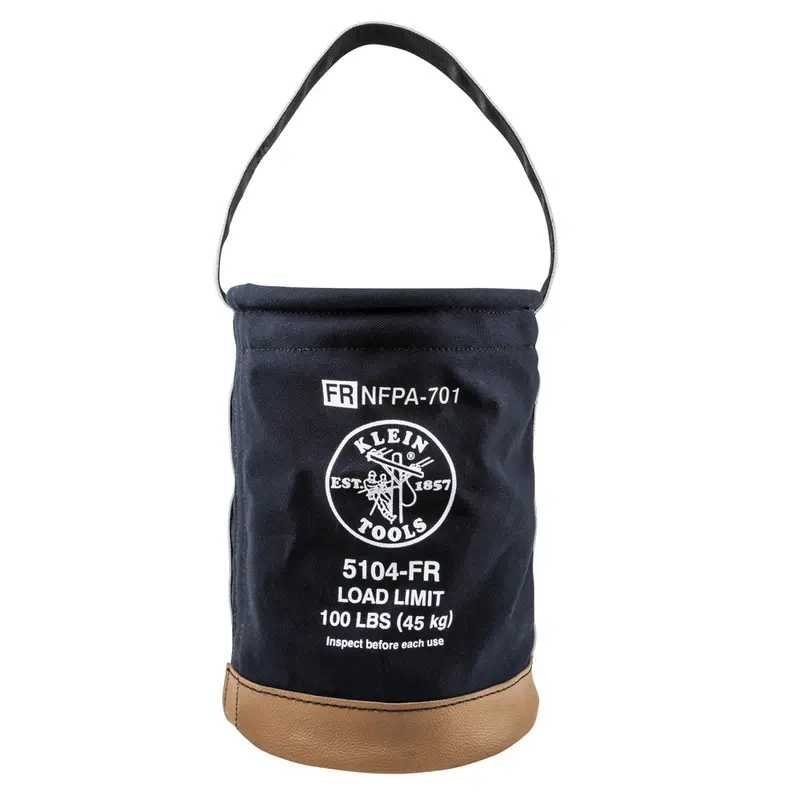 Klein Tools 12-Inch Flame-Resistant Canvas Utility Bucket – Open Top 1