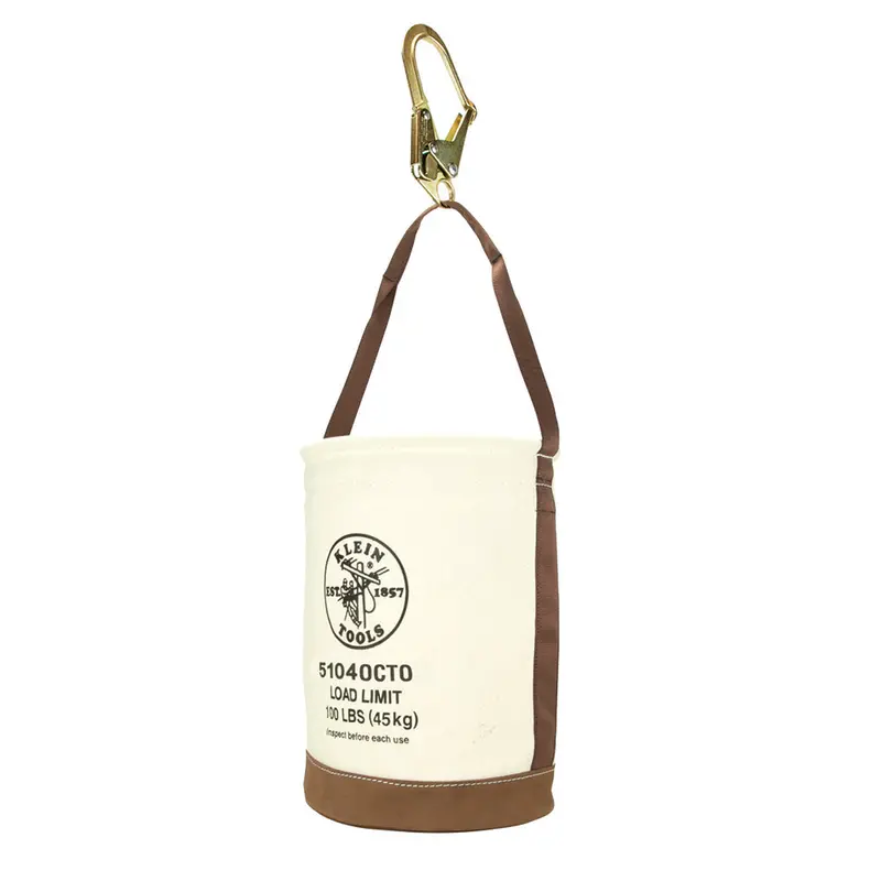 Klein Tools 12-Inch Leather-Bottom Canvas Bucket With Mounting Connection Points 1