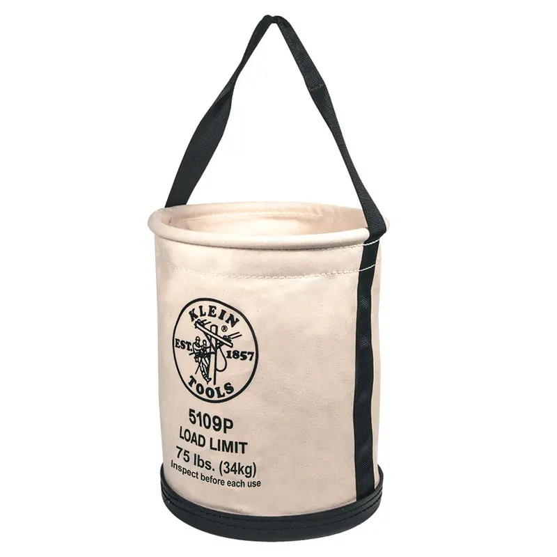 Klein Tools 12-Inch Molded-Bottom Canvas Bucket With External Pocket 1