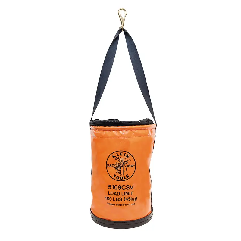 Klein Tools 12-Inch Vinyl Utility Bucket With Snap-Closing Lid And Swivel Hook 1
