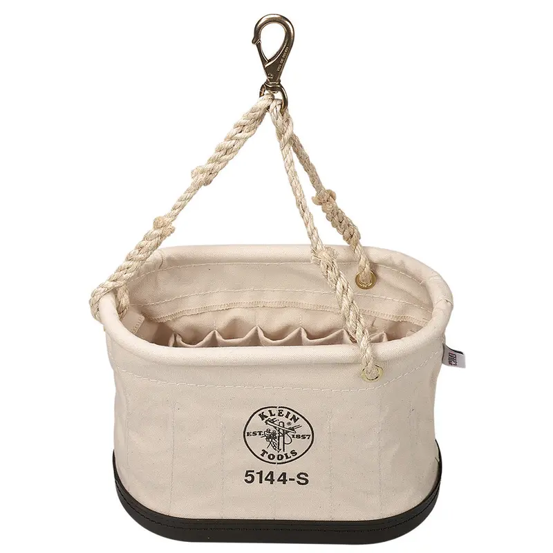 Klein Tools 15-Pocket Oval Canvas Aerial Bucket With Swivel Snap Hook 1