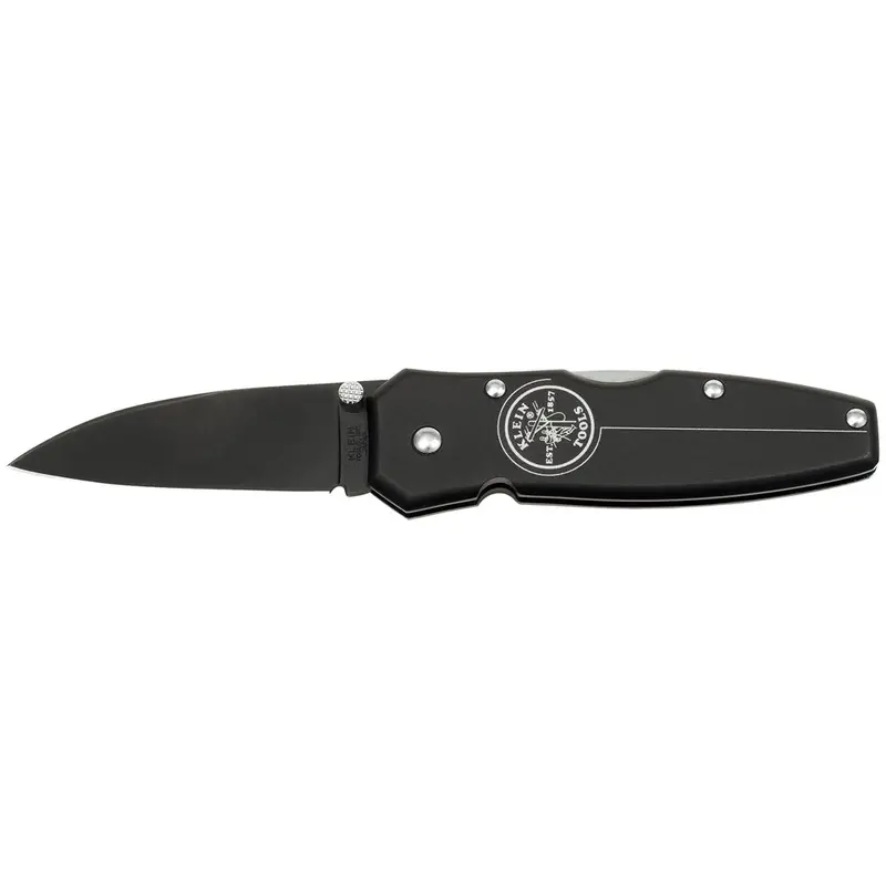 Klein Tools 2-1/4" Black Lightweight Drop Point Lockback Knife 1
