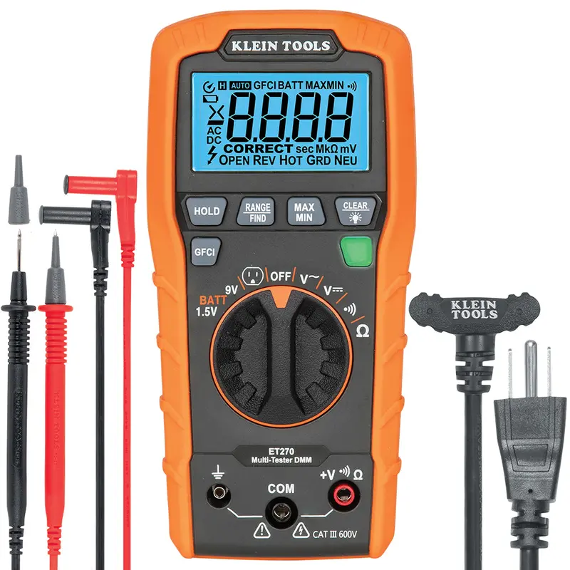 Klein Tools Digital Multimeter With Receptacle Testing Function 1