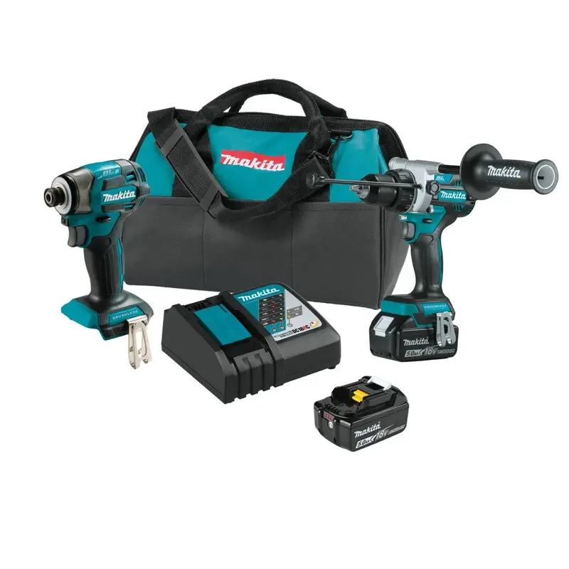 Makita 18V Lxt Brushless 2-Piece Combo Kit — Drill & Impact Driver, 5.0Ah Batteries (Xt297T) 1