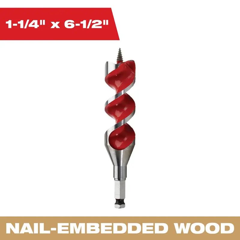 Milwaukee 1-1/4" X 6-1/2" High-Performance Spur Auger Bit – Model 48-13-1250 1