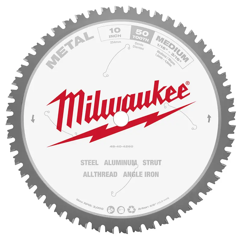 Milwaukee 10" Metal Cutting Circular Saw Blade – 50-Tooth 2