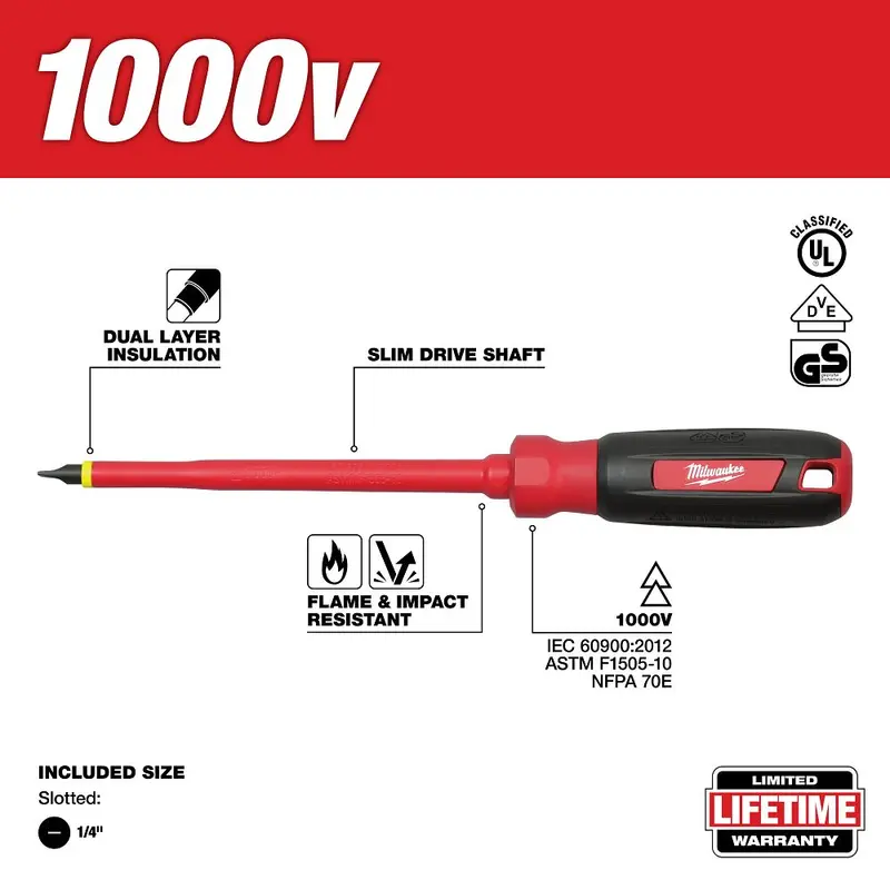 Milwaukee 1000V Insulated Phillips #2 Screwdriver – Single-Piece Safety Tool (48-22-2221) 1
