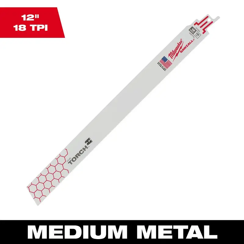 Milwaukee 12-Inch 18 Tpi The Torch Metal-Cutting Reciprocating Saw Blades – 25-Count (48-01-2789) 1