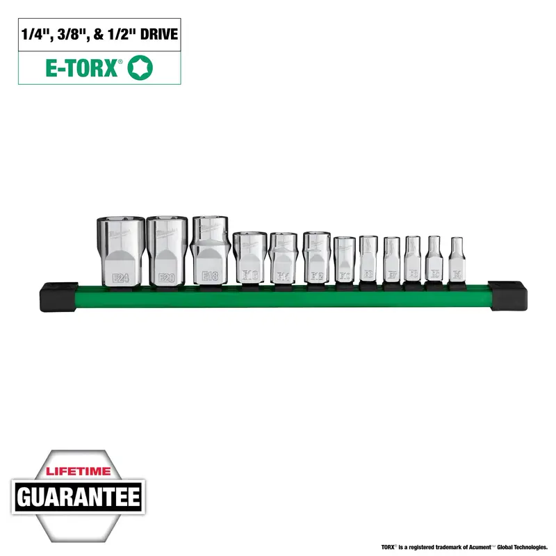 Milwaukee 12-Piece External Torx Socket Set — 1/4", 3/8", And 1/2" Drive (Model 48-22-9570) 1