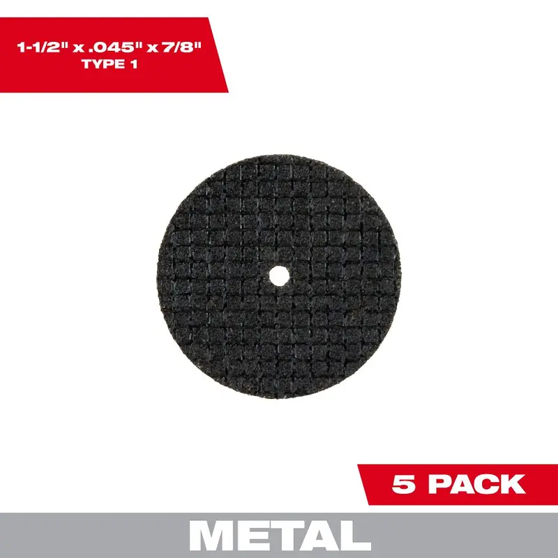 Milwaukee 5-Pack Of 1-1/2-Inch Fiber-Reinforced Cut-Off Wheels – Model 49-94-1500 1