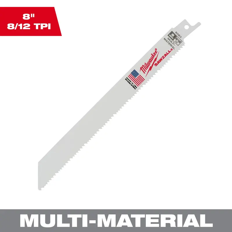 Milwaukee 8-Inch 8/12 Tpi Sawzall Blade For Wood And Metal – 48-01-2093 1