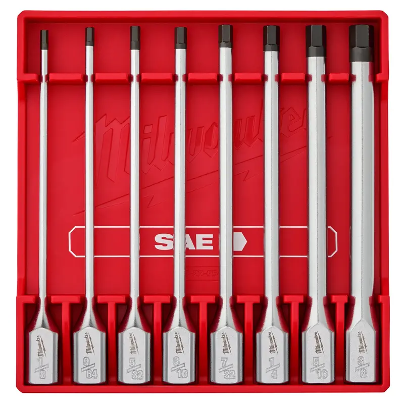 Milwaukee 8-Piece Sae Hex Bit Set – 3/8" Drive, Long Pattern (48-22-9546) 1