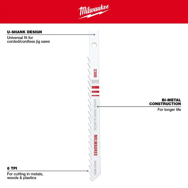 Milwaukee Bi-Metal U-Shank Jig Saw Blades – Standard Pack (48-42-2300) 1