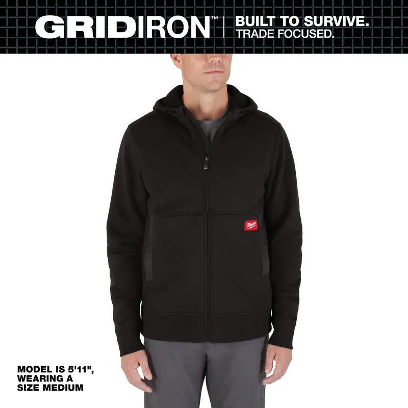 Milwaukee Gridiron Full-Zip Hoodie – Black, Small (M250B-S) 1
