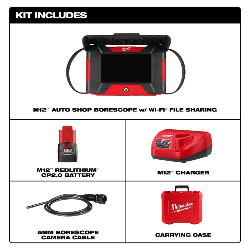 Milwaukee M12 Auto Shop Wi-Fi Borescope With File Sharing (3151-21) 1