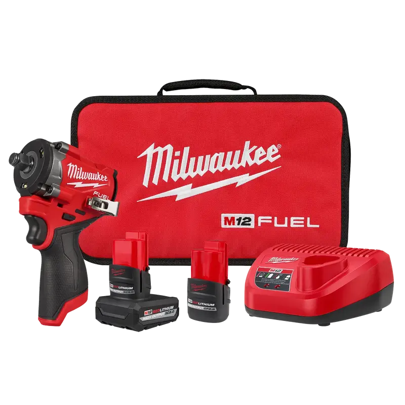 Milwaukee M12 Fuel 1/2-Inch Stubby Impact Wrench Kit (2563-22) With Free M12 Compact Inflator (2475-20) 1