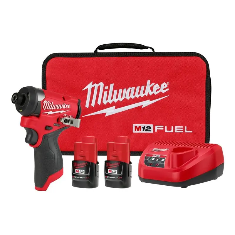 Milwaukee M12 Fuel 1/4-Inch Hex Impact Driver Kit (3453-22) With Complimentary M12 Compact Inflator (2475-20) 1