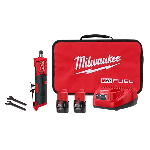 Milwaukee M12 Fuel 1/4-Inch Straight Die Grinder Kit (2486-22) With Free M12 3/8-Inch Cordless Ratchet (2457-20) 1