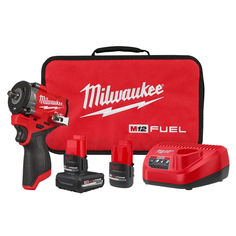 Milwaukee M12 Fuel 3/8" Stubby Impact Wrench Kit (2562-22) + Free M12 3/8" Cordless Ratchet (2457-20) 1