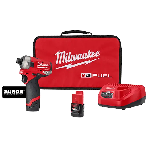 Milwaukee M12 Fuel Surge 1/4-Inch Hex Hydraulic Driver Kit (2551-22) + Free M12 Compact Inflator (2475-20) 1