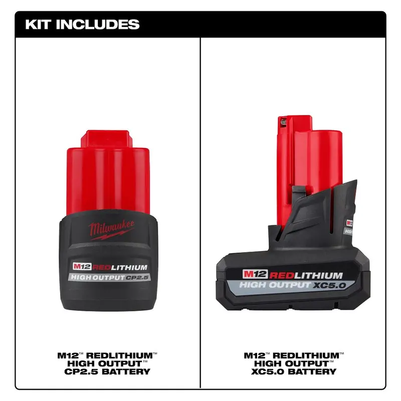 Milwaukee M12 Redlithium High Output Starter Kit – Includes Xc5.0 & Cp2.5 Batteries – Model M12 48-11-2452S 1
