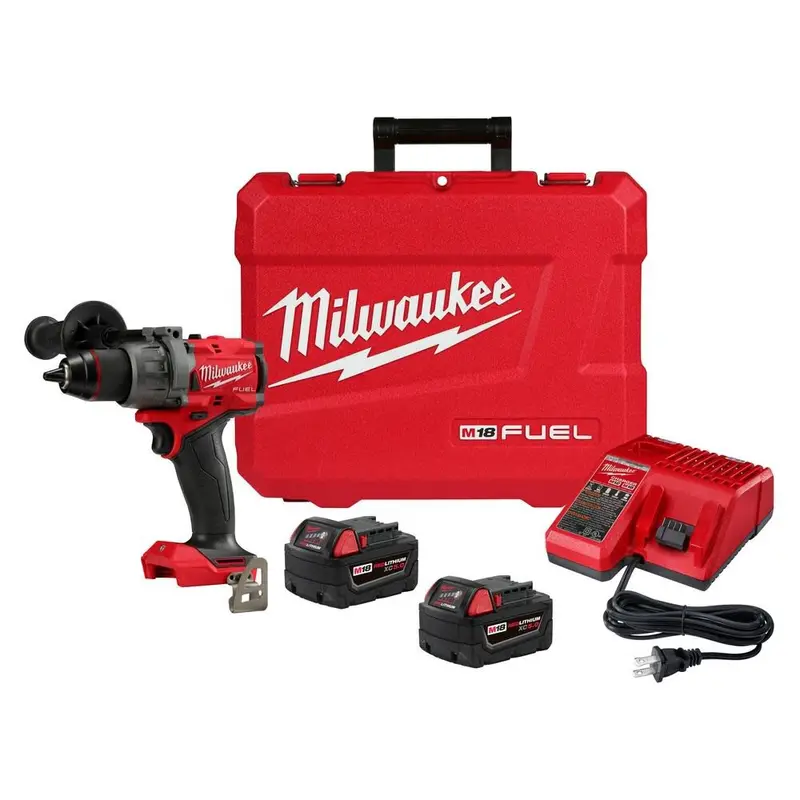 Milwaukee M18 Fuel 1/2" Hammer Drill/Driver (2904-22) + Free M18 Redlithium Xc5.0 Battery (48-11-1850) 1