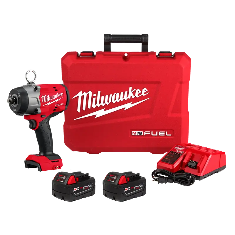 Milwaukee M18 Fuel 1/2" High Torque Impact Wrench With Pin Detent (2966-22) + Free Shockwave 1/2" 15-Piece Socket Set With Packout Organizer 1