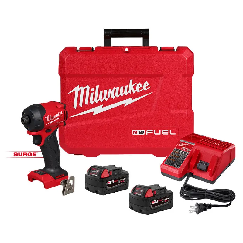 Milwaukee M18 Fuel Surge 1/4" Hex Hydraulic Driver Kit (2761-22) + Free M18 Redlithium Xc5.0 Battery (48-11-1850) 1