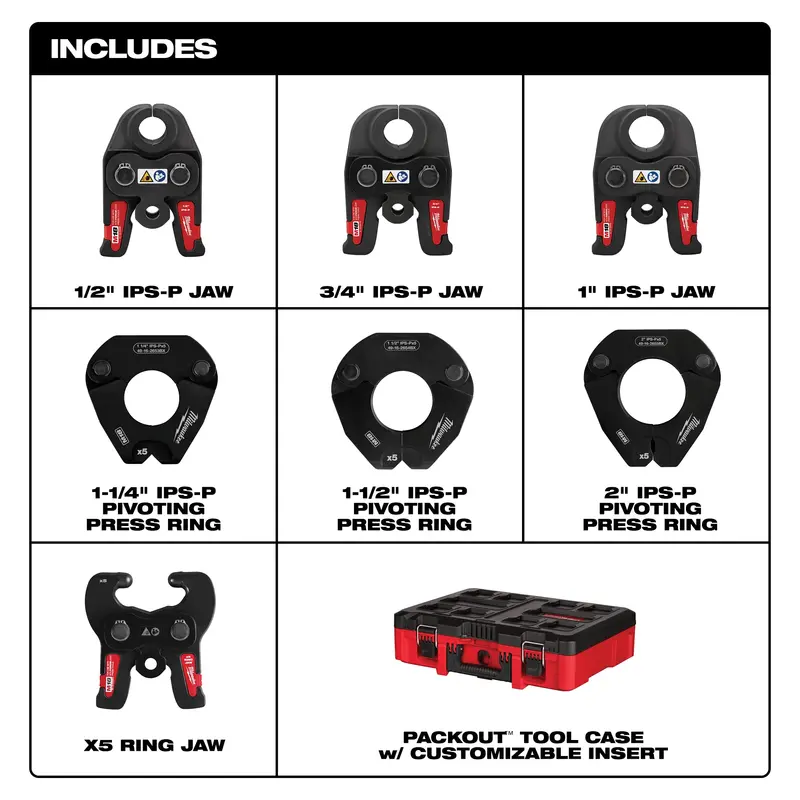 Milwaukee M18 Pivoting Jaw Press Kit With 1/2-Inch To 2-Inch Ips Pipe Fittings (49-16-2683) 1