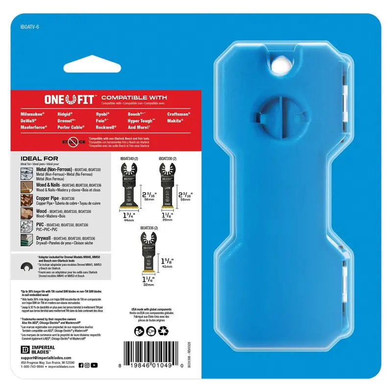 Milwaukee One-Key 1-Fit Tin-Coated Variety Blade Set – 6-Piece With Case (Iboatv-6) 1
