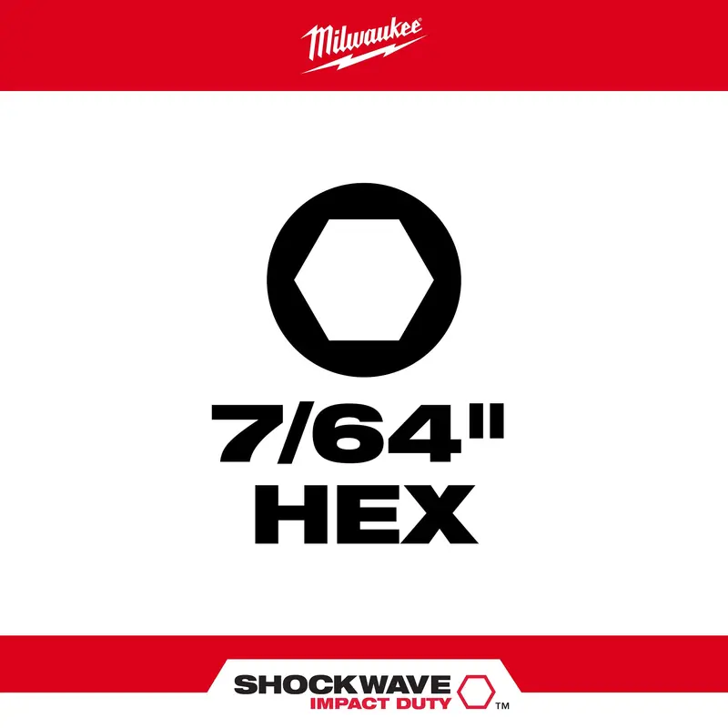 Milwaukee Shockwave Impact Duty 1" Hex Shank 7/64" Driver Bits – 25-Pack 1
