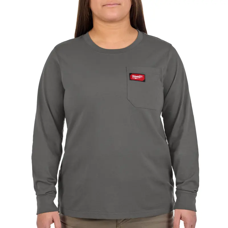 Milwaukee Women’S Gridiron Long Sleeve Pocket Tee – Gray, Large (F551G-L) 1
